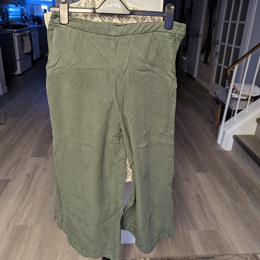 Mavi green tencel high rise wide leg crop pants